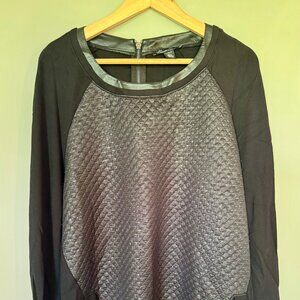Kenneth Cole Faux Leather Front Long Sleeve Top
